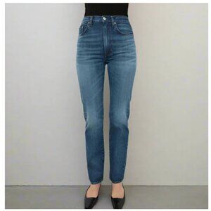 TOTEME High Rise Slim Straight Leg Jeans Womens 26/32 Dark Vintage Denim